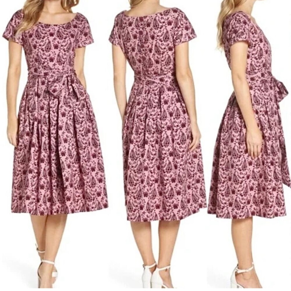 Gal Meets Glam Collection Midi Fit & Flare Hallie Pink Floral Dress $188.00 - Picture 5 of 9